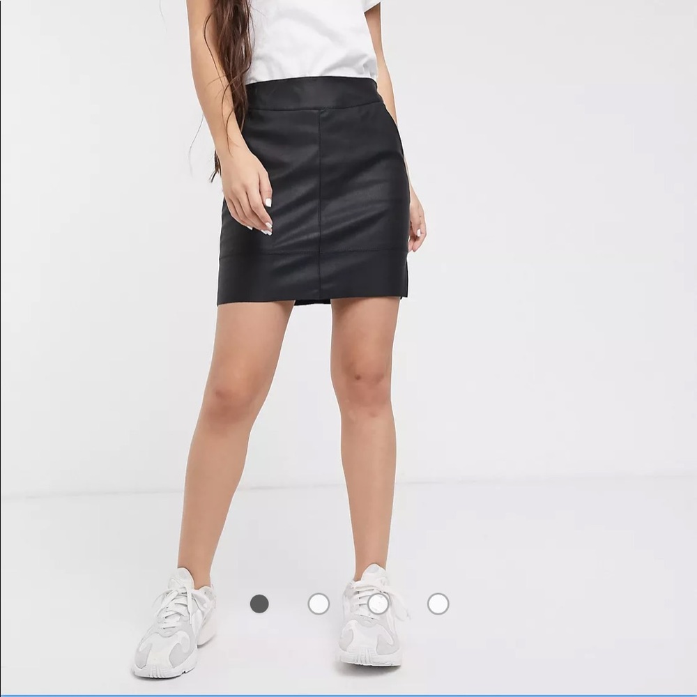 Only black faux leather skirt